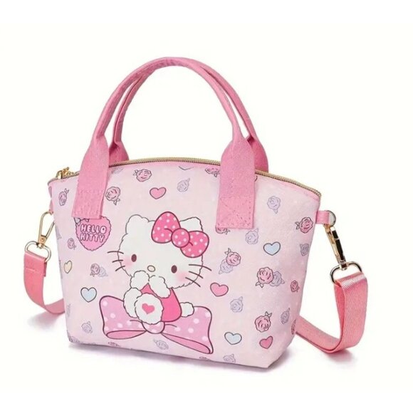 Hello Kitty Pink Canvas Messenger Bag for Women – Cute Shoulder Purse & Portable - Picture 1 of 4
